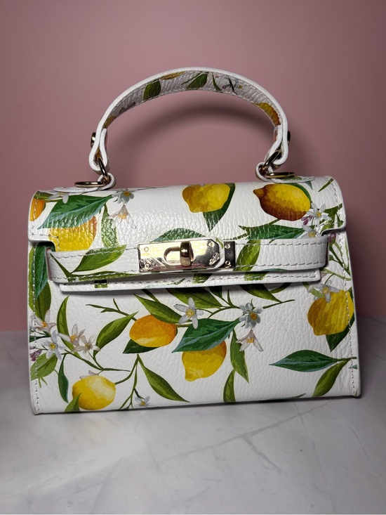 Vera Pelle Handbags - 🍋 Lemon Print Made In Italy Small Top Handle Crossbody Bag
